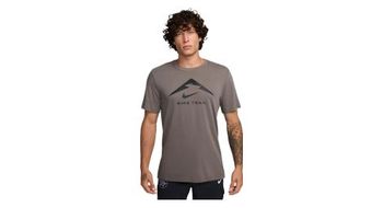 Maillot de manga corta nike dri fit trail gris logo para hombre
