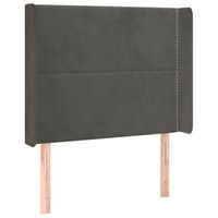cabecero cama mueble de dormitorio con led de terciopelo oscuro 93 x 16 x 118128 cm gris m020008930