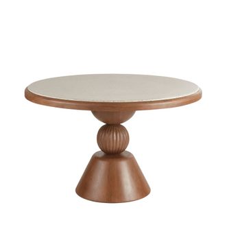 Mesa de comedor redonda efecto terrazo y mango macizo Ø120 cm