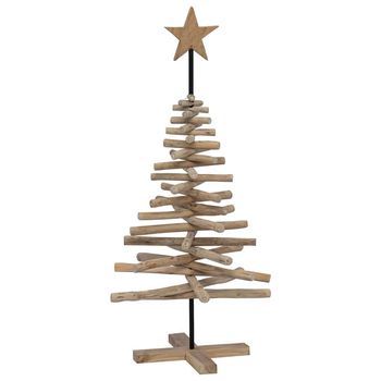 Árbol De Navidad Marrón 120 Cm Madera De Teca Maciza Vidaxl