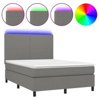 estructura de cama led con cabecero con somier colchon 140x190 cm tela gris oscuro tdl0208375