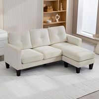 sofa chaise longue de chenilla homcom 186x130x84 cm crema