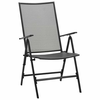 Pack 4 Uds Sillas Plegables De Malla De Acero Gris Antracita