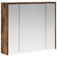 armario con espejo de bano roble ahumado 735 x 16 x 625 cm vidaxl