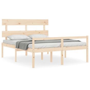 Cama Para Personas Mayores Con Cabecero Madera Maciza 160x200cm Vidaxl