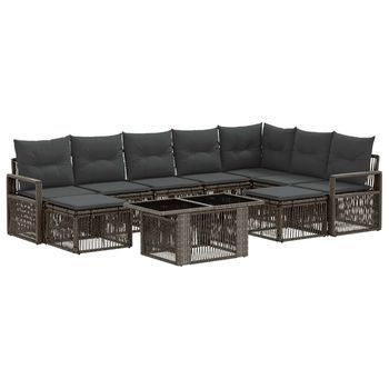 Conjunto De Sofás De Jardín 10 Uds. Gris Y Gris Oscuro Vidaxl