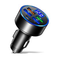 adaptador de cargador de coche usb pd de 150 w y 5 puertos 4usb-a1type-c pd qc30 de carga rapida con led azul para iph