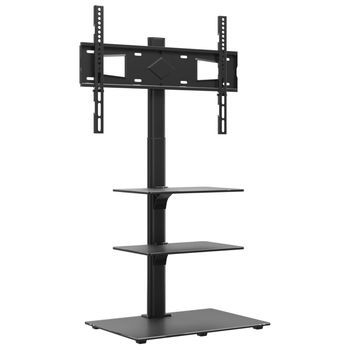 Mueble Tv | Mueble De Salón | Armario Tv De Esquina 3 Niveles Para 32-65 Pulgadas Negro