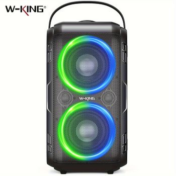 Altavoz Portátil para Fiestas W-KING T9-2 de 80W RMS, Bluetooth Inalámbrico, con 4 Drivers (2*4.04'' Woofer), Sonido Potente de 105dB, Ideal para Grandes Fiestas