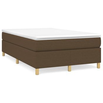 Estructura De Cama Con Somier Tela Marrón Oscuro 120x200 Cm Vidaxl