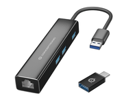 adaptador usb a gigabit ethernet rj45 conceptronic con hub usb 30 3 puertos y adaptador usb-c