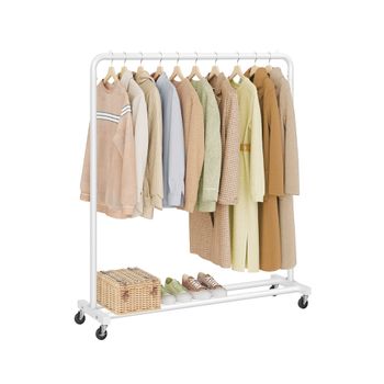 Perchero para ropa con ruedas y frenos ajustables, Blanco Nube / 38 x 110 x 141,5 cm