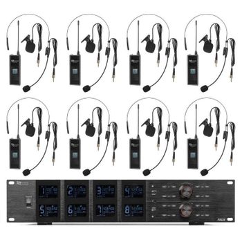 Micrófono Power Dynamics PD528B inalámbrico UHF con 8 transmisores de bolsillo