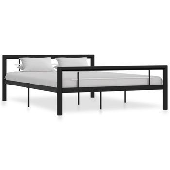Estructura De Cama Sin Colchón Metal Blanco Y Negro 120x200 Cm Vidaxl