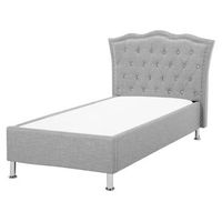 cama con somier de poliester gris claro plateado 90 x 200 cm cabecero botones metz