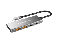 conceptronic hubbies15g 4-port usb 32 gen 2 hub 10gbps usb-c x 2 usb-a x 2 100w usb pd aluminum case