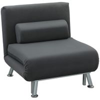 homcom sillon cama 3 en 1 con respaldar ajustable y cojin en tela efecto terciopelo gris oscuro   aosom espana