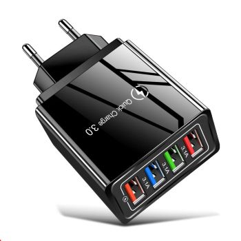 Cargador rápido de viaje USLION 3.1A con 4 puertos USB, adaptador de pared EU, para iPhone 14, 14 Plus, 14 Pro Max, para