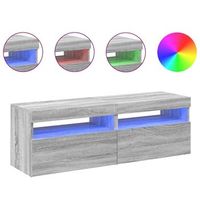 2 uds muebles tv  mueble de salon  armario tv con luces led gris sonoma 60x35x40 cm