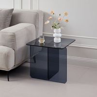 mesa auxiliar - mueble para salon - cristal templado - gris 45x45x51cm