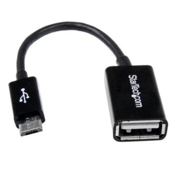 Adaptador USB OTG StarTech 12cm Micro USB B a USB A Negro Plug and Play