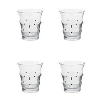 juego de 4 vasos de agua de vidrio soplado transparente y negro h10