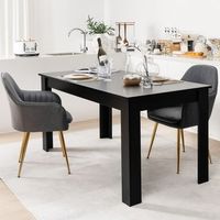 mesa de comedor rectangular empalmada patas en l 160x80x76 cm negro