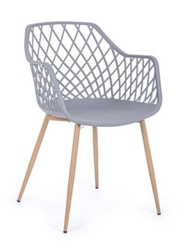 Juego de 4 sillas de comedor en acero y polipropileno gris
