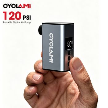 CYCLAMI A3 mini Bomba de Aire Portátil 120 PSI, Inflador de Neumáticos Eléctrico Compacto Tipo-C de Aleación de Aluminio, Inflado Rápido para Bicicletas de Montaña y Carretera