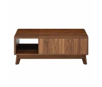 mesa de centro elevable - efecto ondas compartimento lateral abierto mdf estilo moderno - nogal