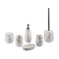 conjunto de accesorios de bano de dolomita blanco dispensador jabonera escobilla portacepillos vaso recipiente glamuroso callela