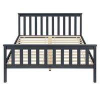 cama para adultos de madera de pino gris oscuro para 2 personas con somier de laminas 180 x 200 cm 030002703
