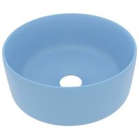 lavabo de bano moderno  lavabo de lujo redondo ceramica azul claro mate 40x15 cm