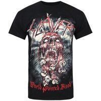 slayer camiseta manga larga world painted blood skull para mujer