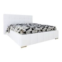 cama florence 100 doble blanco cuero ecologico somieres 178x216x105cm