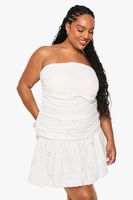 vestido plus skater palabra de honor de bordado ingles blanco