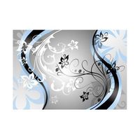 papel pintado 3d - zig-zags florales azul 200x140 cm