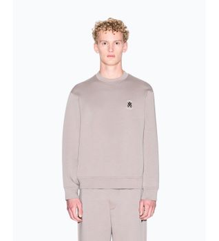 A|X Armani Exchange para hombre. XM001777AF10818U6107 Sudadera de cuello redondo con logo taupe (L), Casual, Algodón