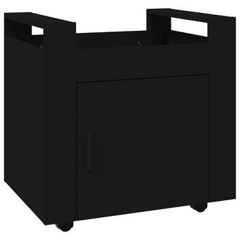 Carrito De Escritorio Madera Contrachapada Negro 60x45x60 Cm Vidaxl