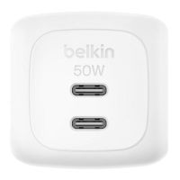 cargador belkin wch019kqwh gan 50 w blanco 2 puertos usb-c carga rapida