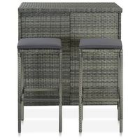 conjunto conjunto mesa y sillas jardin de bar jardin 3 uds  mueble jardin mesa y sillas ratan sintetico gris