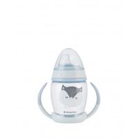 vasito de pp con boquilla de silicona 200ml happy face azul