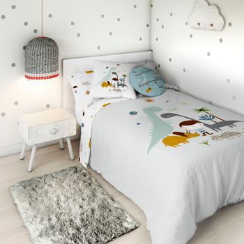 Funda Nórdica Reversible Dinos 100% Algodón Cama 105