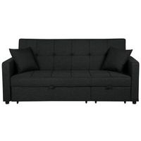 sofa cama tapizado negro con funcion de dormir estilo moderno glomma