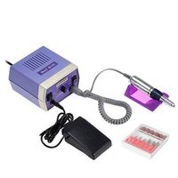 pulidora de unas de 15w con pedal de control hasta 28000rpm velocidad regulable incluye 6 cabezales de pulido y 6 limas 12x8x13 cm color azul