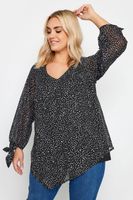 yours london blusa negra con estampado dalmata mujer curvy y tallas grandes yours london