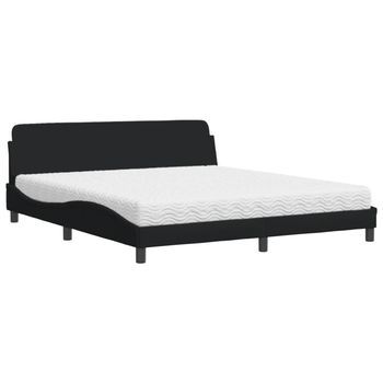 Cama Con Colchón Dover De Tela Negro 180x200 Cm Vidaxl
