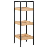 estanteria de 3 niveles para bano estructura de acero negro accesorios de bano de bambu marron claro tajzara