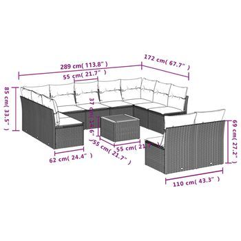 Conjunto De Sofás De Exterior (combinación De 12 Piezas, Con Cojines Beige)