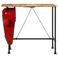 mesa bar tractor madera maciza mango rojo y marron 55x120x107cm